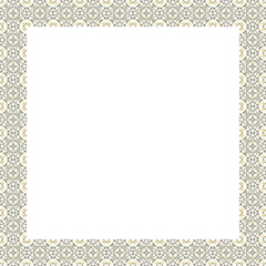 Decorative round frame with floral pattern. Elegant element for design in Eastern style, place for text. Floral border. Lace illustration for invitations and greeting cards.