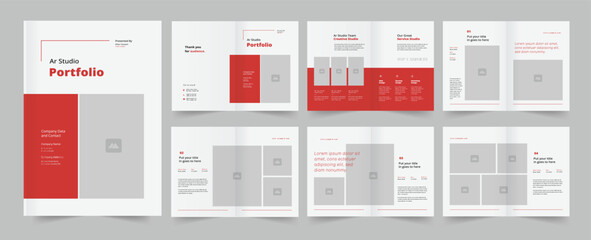 Portfolio layout template. 12 page portfolio editable template layout, architecture portfolio template design. 