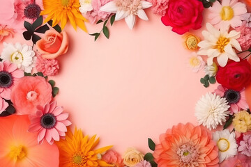 Obraz premium flower on background copy space flat lay mock up, top view