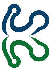 K letter tech curve dot logo design 2