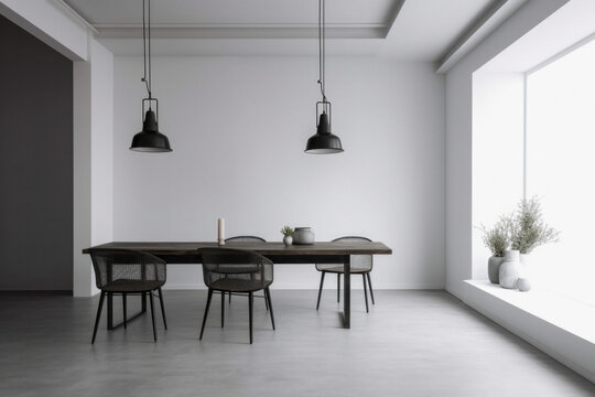 Minimalist Modern Dining Room with Blank Wall