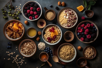 Obraz na płótnie Canvas Porridge with ingredients. Generative AI