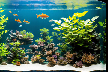Fototapeta na wymiar aquarium with fish. Generative AI