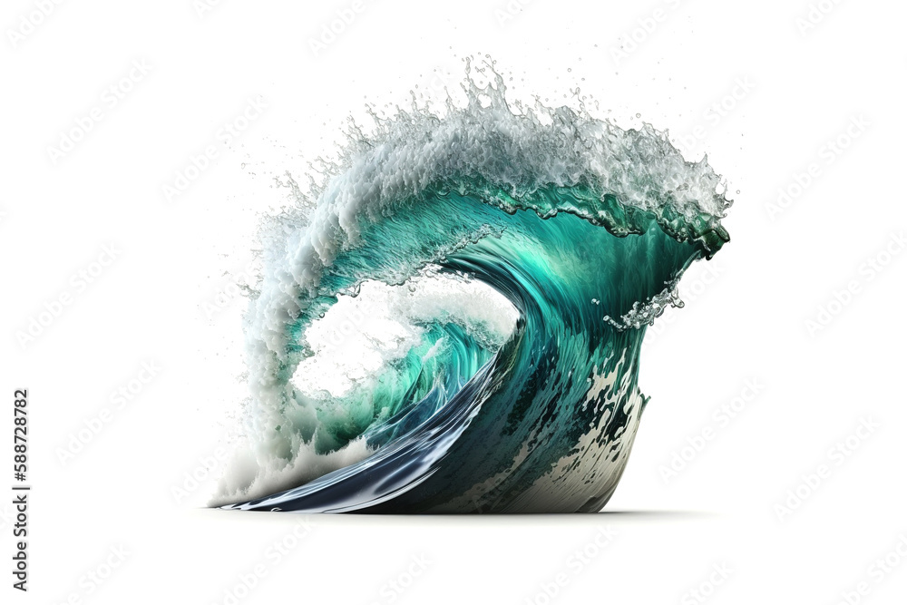 Poster wave is isolated on a white background. generated by ai