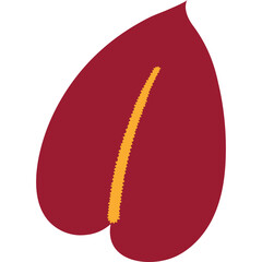 Tropical flamingo flower hand drawn illustration Flat style design, isolated vector. Exotic blossom, bloom, rainforest plant, jungle flora, foliage, botanical, floral element