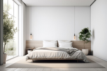 Modern Minimalist Bedroom with Empty Wall