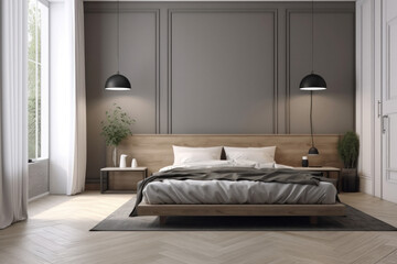 Modern Minimalist Bedroom with Empty Wall