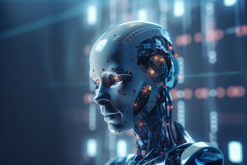 Fototapeta premium AI-Powered Science: A Futuristic Illustration of High-Tech Laboratories and Robotics