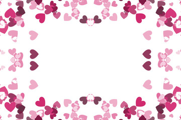 ピンク色のハートのデコレーション模様のフレーム素材(透過)