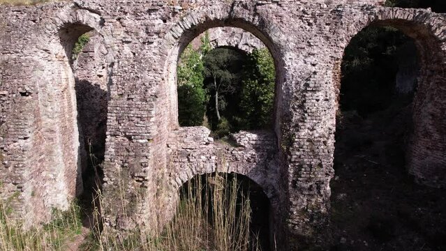 Aerial view of the Roman aqueduct of Mons in Frejus
