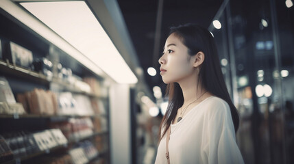 Young Woman Shopping Consumer Concept. Generative AI.