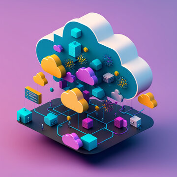 Cloud Networking - 3D Illustration isometric

