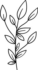 Hand drawn branches with leaves and flowers icon
