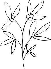 Hand drawn branches with leaves and flowers icon