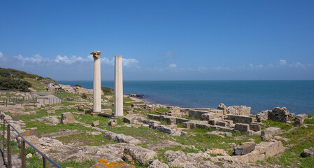 ruins of Tharros, an ancient Phoenician city in the Sinis peninsula in Cabras in central Sardinia
