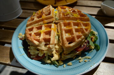 Des gaufres dans un restaurant 