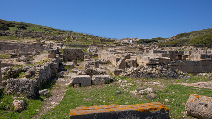 ruins of Tharros, an ancient Phoenician city in the Sinis peninsula in Cabras in central Sardinia
