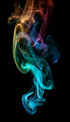 Obraz premium Colorful neon smoke in black background, generative AI