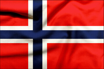Obraz premium Modern Interpretation of Norway's Flag on Textured Fabric: A Contemporary Take on the Nordic Red, White, and Blue with Sleek Design Elements