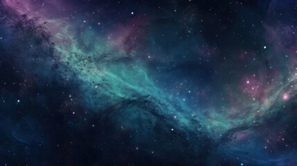 Naklejka na ściany i meble Illustration of a vibrant and star-filled deep space background created with Generative AI technology