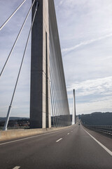 Fototapeta na wymiar Highway A4 transmontana, detail of the bridge over the corgo river, Vila Real, Portugal.