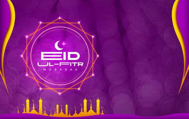 Eid Mubarak And Eid Ul Fitr Islamic Background With Islamic Ornaments