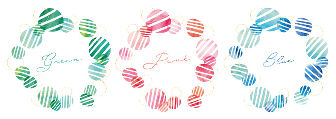 colorful dots frames drawn in watercolor