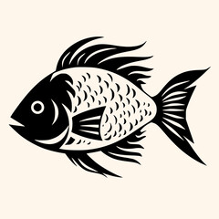Fish vector for logo or icon, drawing Elegant minimalist style,abstract style Illustration