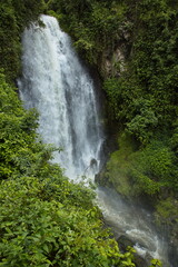 Waterfall Cascada de Peguche in the northeast of Otavalo, Ecuador, South America
