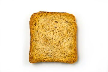 Crackers of dried rye bread on white background. Crunchy rusk or toast for healthy life