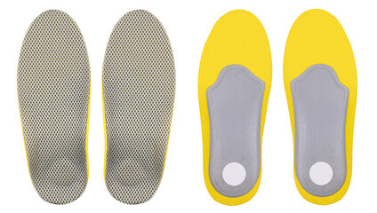 Contoured shoe insoles isolated on a white background