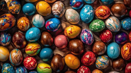 Fototapeta na wymiar chocolate easter eggs created with Generative AI technology