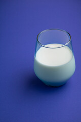 photo clear glass with milk top view from the side