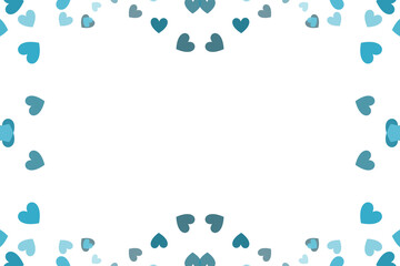水色のハートの小さなデコレーション模様のフレーム素材(透過)