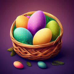 easter eggs in a basket generative ai