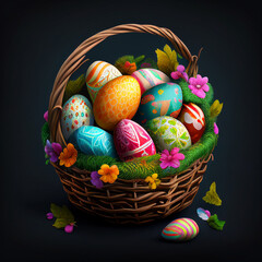 easter eggs in basket generative ai