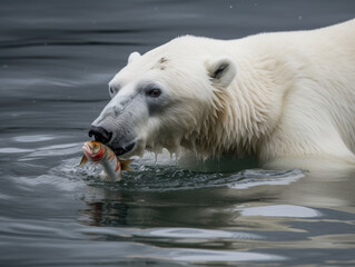 Polar bear in action, created with Generative AI technology.