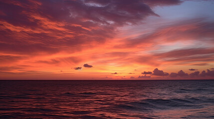 Beautiful sunset over the ocean, created with Generative AI technology.