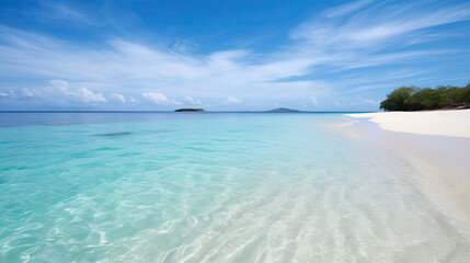 Beautiful white sand beach, created with Generative AI technology.