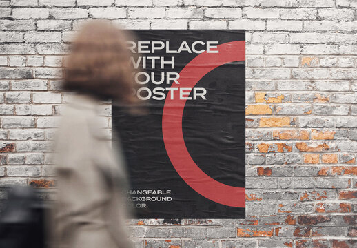 Poster Wall Mockup Template Street Outdoor Glued Advertisement