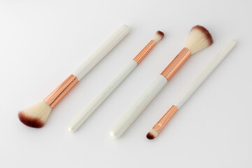 A set of makeup brushes on a white background. Tools for make-up