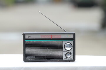 Fototapeta premium vintage radio with AM and FM frequencies with antenna 