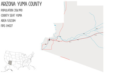 Large and detailed map of Yuma County in Arizona, USA.