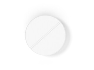 White pill isolated on white background. 3d illustration.