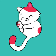Vector cartoon cute cat sleeping .