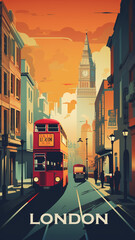 Vintage travel poster of London. Created with Generative AI. - 588741986