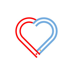 unity concept. heart ribbon icon of canada and argentina flags. transparent png background