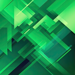 Fototapeta na wymiar Abstract geometric shapes in green colors , modern digital background - generative AI art