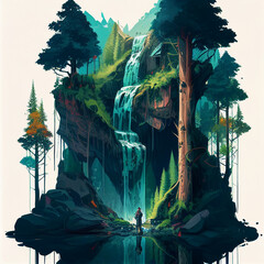 illustration of a tree in the forest generative ai