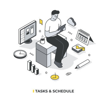 Task & Scheduling Isometric Scene